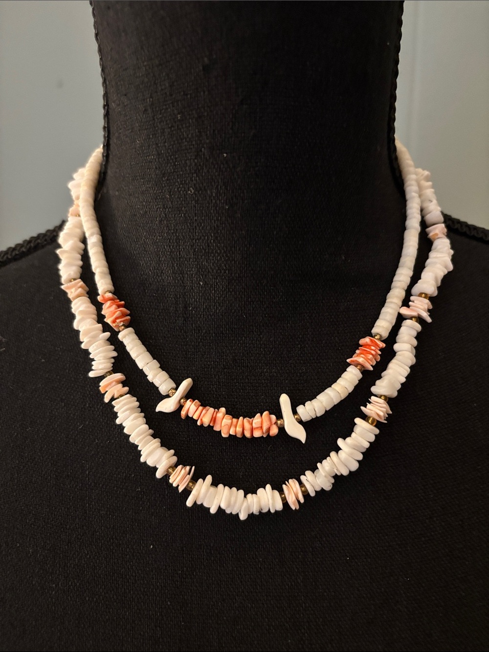 Set of 2 Vintage Chip/Puka Shell Necklaces